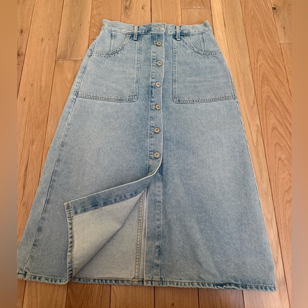 NWOT Citizens of Humanity Light Blue Denim Skirt Button MIDI Skirt